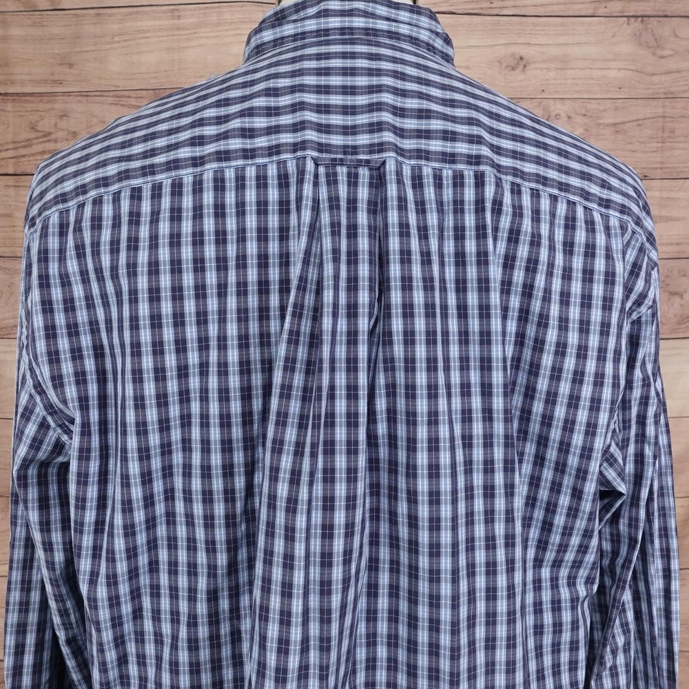 Nautica Shirt Mens L Blue Plaid Long Sleeve Button-Up 80's Two-Ply Cotton - Picture 5 of 8